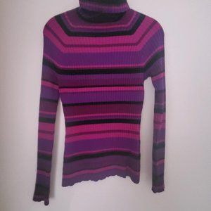INC Purple Striped Turtleneck Sweater Size P/M